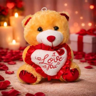 Imagem de Ursinho de Pelúcia Urso com Coração Love You 22cm Presente Romântico D