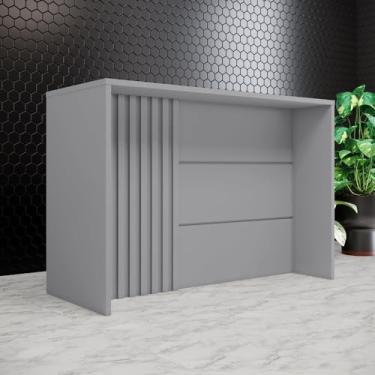 Imagem de Bancada Ilha Ripado Gourmet Design Contemporâneo Cinza