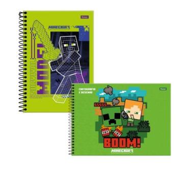 Imagem de Kit Caderno Espiral Minecraft + Caderno Desenho Minecraft - Foroni, Mi