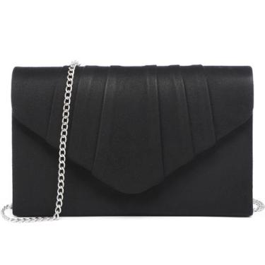 Imagem de Bolsa de noite Dasein Velvety Plissada Envelope Clutch preta