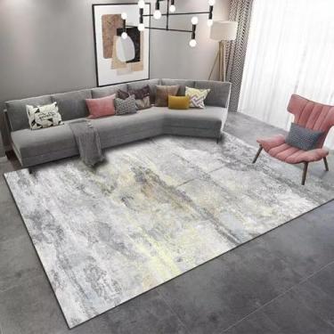 Imagem de Tapete estilo lavagem a tinta para decoração de sala de estar, mesas de centro para casa, sofá, tapetes duráveis e laváveis para quarto (200x200 cm/sem fiapos - 8)
