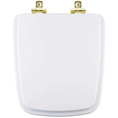 Imagem de Assento Sanitário Com Amortecedor Clean Branco Para Vaso Deca Com Ferragem Dourada