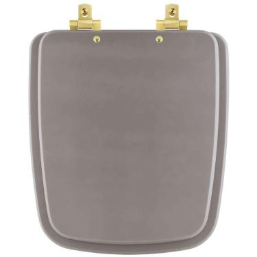 Imagem de Assento Sanitário Mdf Soft Close Boss Stone (cinza Fosco) Para Vaso Incepa Com Ferragem Dourada
