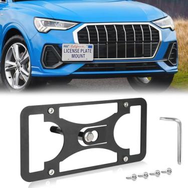 Imagem de Moldura frontal sem furadeira compatível com Audi Q3 (8U) | 2015-2018 Suporte de gancho de reboque para placa de carro antifurto Capas de etiqueta de carro à prova de ferrugem, acessórios de carro à