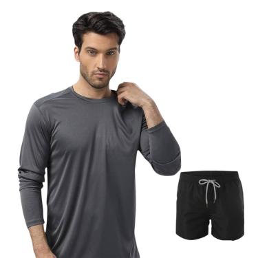 Imagem de Kit Shorts Bermuda TACTEL + Camiseta Academia MASCULINO MANGA LONGA PROTEÇÃO UV SOLAR 733-Masculino