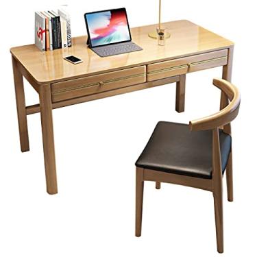 Imagem de 5sssallefaa Mesa de escritório para computador, mesa de estudo com duas gavetas, mesa de trabalho moderna, para computador, casa, quarto, adulto, escrivaninha, jogos, mesa de escritório (A,120 cm) (A
