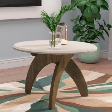 Imagem de Mesa Centro Redonda 70cm Para Sala Mdf Leeroy Off/pinho A09 - Mpozenato