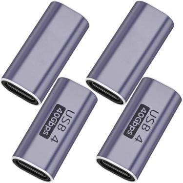 Imagem de BENACES Adaptador USB C fêmea para fêmea, pacote com 4 conectores extensor tipo C, conector conversor de acoplador USB C duplo de 40 Gbps com carregamento PD de 100 W, compatível com Thunderbolt 4/3