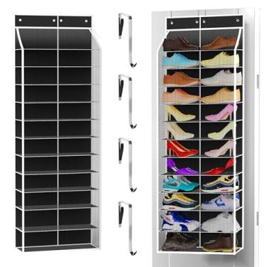 Imagem de Kotkn Organizador de sapatos com 24 pares para família e crianças, dupla face | Armazenamento suspenso para tênis, botas, brinquedos e organização de quarto - preto obsidiana
