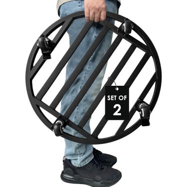 Imagem de Hongsane Suporte redondo para plantas de 55,88 cm com rodas resistentes, suporte grande de metal para uso interno e externo, carrinho de plantas com rodízios industriais, bandeja preta à prova de