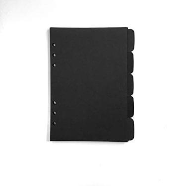 Imagem de Plástico A5/A6 de 21,6 cm. Capa com 6 furos. Pasta de arquivo com anel redondo para protetores de folhas soltas (Divider Horizontal Black Paper, A5/21cm*15cm/8.5 Inch)