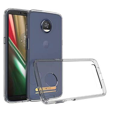 Imagem de INSOLKIDON Compatível com Motorola Moto Z3 Play capa traseira rígida macia TPU capa protetora para telefone ultra fina, luxuosa, antiderrapante, resistente a arranhões, capa transparente (cinza)