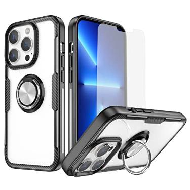 Imagem de Capa de celular para iPhone 14 Pro Max de 6,7 polegadas com protetor de tela de vidro temperado, capa transparente, suporte magnético, acessórios para celular iPhone14promax 5G i Phone14Max Plus