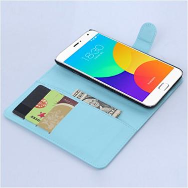 Imagem de MEIZU MX4 Pro, capa carteira flip de couro PU premium com compartimento para cartão, suporte e fecho magnético [capa interior à prova de choque de TPU] Compatível com MEIZU MX4 Pro