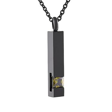 Imagem de Colar de urna memorial de barra de cristal, suporte de cinzas, joia de cremação, pingente de aço inoxidável, joia funerária, Metal