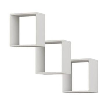 Imagem de Prateleiras Flutuantes Decorativas de MDF Branco, 3 Nichos 30x30x15 cm, Conjunto, para Sala, Quarto, Escritório, Banheiro, Cozinha