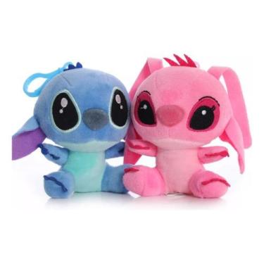 Imagem de Kit Casal Pelucia Stitch E Angel Chaveiro Disney Super Macio