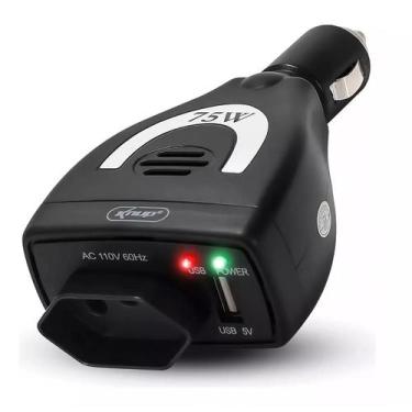 Imagem de Tomada Para Carro Inversor 12v 110v 75w Tensao Usb Carregado - Rhos