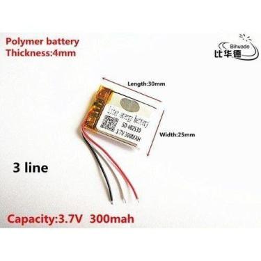 Imagem de (2pcs) Bateria 300 Mah 3,7 V 4mm X 25mm X 30mm C/3 Fios - bgb