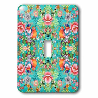 Imagem de 3dRose lsp_61784_1 Birds N Flowers in Aqua Orange N Pink Light Switch Cover