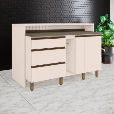 Imagem de Kit Ilha Gourmet 3 Gavetas com Porta Condimentos Connect Duna/Off White