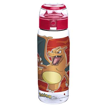 Imagem de Zak! Designs Garrafa de água de plástico Tritan reutilizável Pokémon com tampa flip top, com Charmander, Charmeleon e Charizard, livre de BPA e resistente a quebras, 740 ml