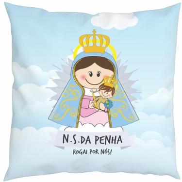 Imagem de Almofada Com Enchimento Oração Santinho Nossa Senhora da Penha - Core 