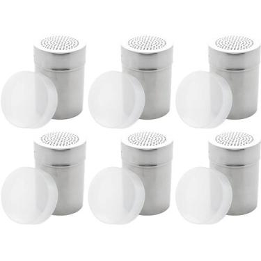 Imagem de Kit 6 Saleiros Lyor Inox com Dosador Tampa Plástica Porta Sal para Res