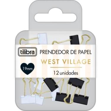 Imagem de Prendedor de Papel WEST Village 19MM Preto e Branco C/12 Unidades Blis