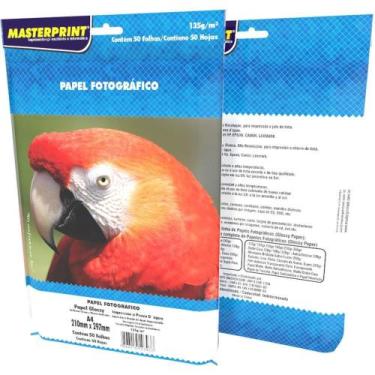 Imagem de Papel Fotográfico INKJET A4 GLOSSY 135G Pacote com 50 - Masterprint