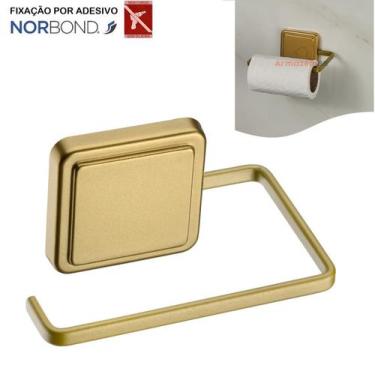 Imagem de Suporte Porta Papel Higiênico Banheiro Adesivo Dupla Face Dourado - 18