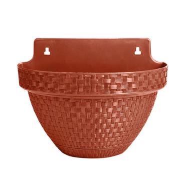 Imagem de Vaso de Parede Meia Lua Rattan Terra Cota com Prato Anti-Dengue 3 Litros Arqplast