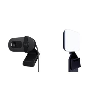 Imagem de Kit Webcam Full HD Logitech Brio 100 Grafite + Iluminação de LED Premium Logitech Litra Glow