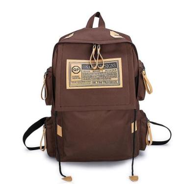 Imagem de Mochila Casual Wokex de Lona Marrom - Ideal para Ensino Médio