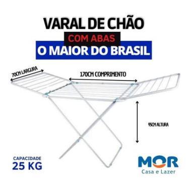 Imagem de Varal MAXXI BRANCO de chão com abas grande 25kg de roupa - Mor