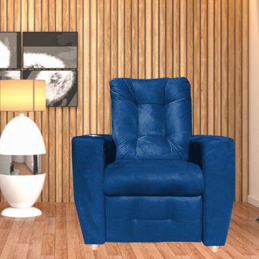 Imagem de Poltrona Do Papai Reclinável Suede Porta Copo Perola Marinho