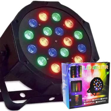 Imagem de Refletor Canhao 18 Leds Display Digital rgb Mini Strobo Festas Luz Iluminacao Bivolt (Led Mini Par 18 pcs)