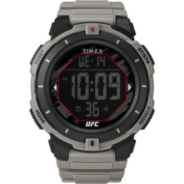 Imagem de Timex Relógio masculino UFC Rumble 50 mm - pulseira marrom com mostrador digital caixa preta, Marrom