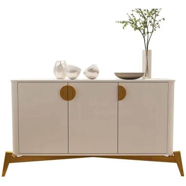 Imagem de Buffet Buriti com 3 Portas e Pés de Madeira Maciça JB Bechara Cor Off White