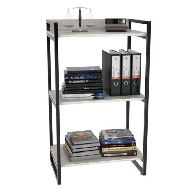 Imagem de Estante Livreiro Multiuso Prisma Estilo Industrial 60cm 3 Prateleiras C08 Snow - Mpozenato