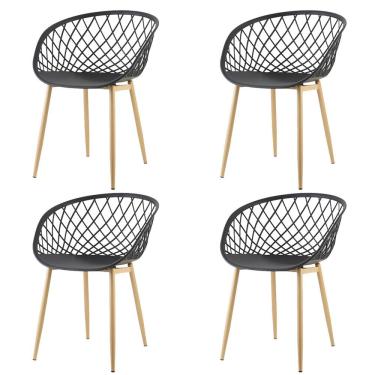Imagem de Kit 04 Cadeiras Clarice Com Braço Tressê Preto