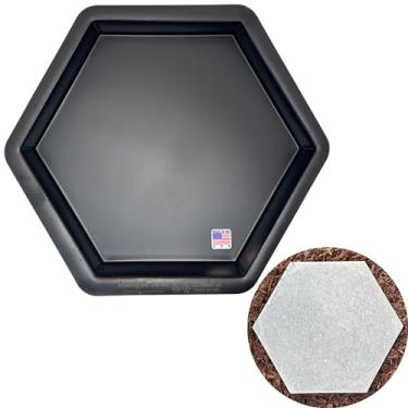 Imagem de AUTUMN Molde hexagonal de 35,56 cm - Criador de caminho de cimento de concreto DIY para passarela de jardim - Feito nos EUA - Estátua de jardim hexagonal decorativa e molde de caminho