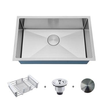 Imagem de Kit Cuba Gourmet 65X40 E Válvula E Escorredor E Tampa Arell