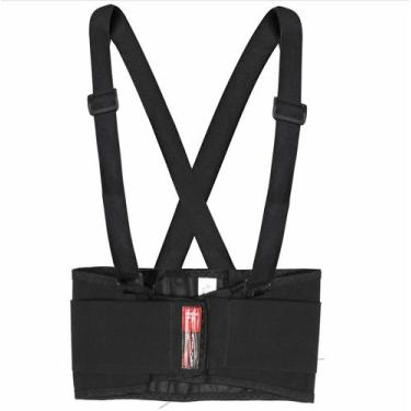 Imagem de Cinta Ergonômica STEELFLEX Preta com Suspensório para proteção da Colu