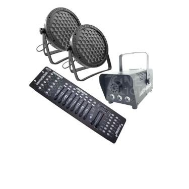 Imagem de Kit 2 Parled Slim 60 Led 3W + Máq Fumaça 600 + Mesa Dmx512