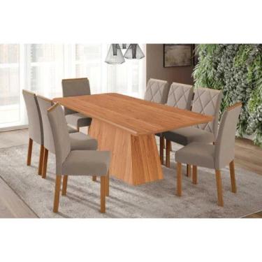 Imagem de Sala de Jantar Completa Helena Tampo Madeirado 210x100cm e 8 Cadeiras 