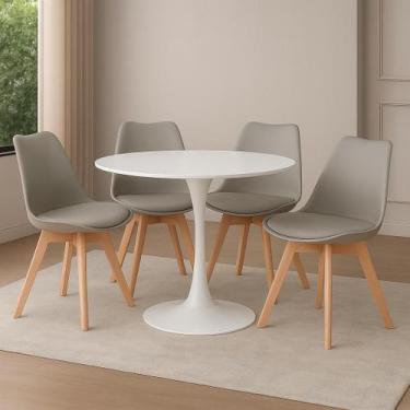 Imagem de Kit 4 Cadeiras De Jantar Empório Tiffany Saarinen Base Wood - Lar Text