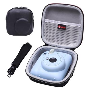 Imagem de XANAD Capa rígida compatível com Fujifilm Instax Mini 12/11 / Evo / 10/9 / 8/7 e para câmera instantânea Fujifilm Instax Mini 99 com alça de ombro (preto + cinza) - Dimensões internas: 13 x 13 x 7 cm
