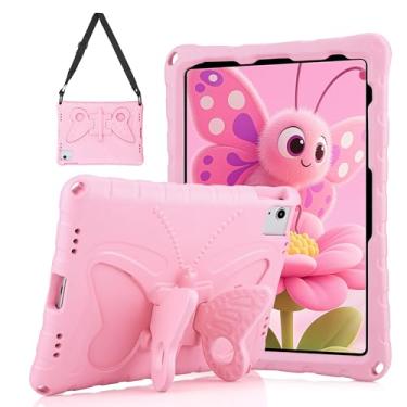 Imagem de YEBOLU Capa infantil para iPad 10ª geração 2022 10,9 com alça de ombro com suporte de borboleta, desenho kawaii, para meninas e mulheres, capa de design leve para iPad 10, rosa