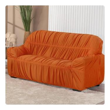 Imagem de Capa De Sofá Elasticada Malha 3 Lugares Avulsa Laranja - Shop Casa Nob
